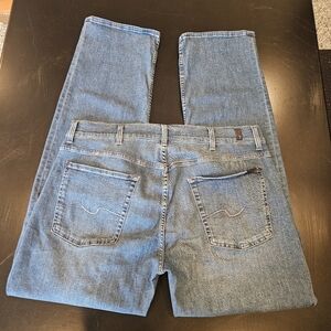 7 For All Mankind Jeans Sz 38x32 Blue Whiskers Relaxed Fit